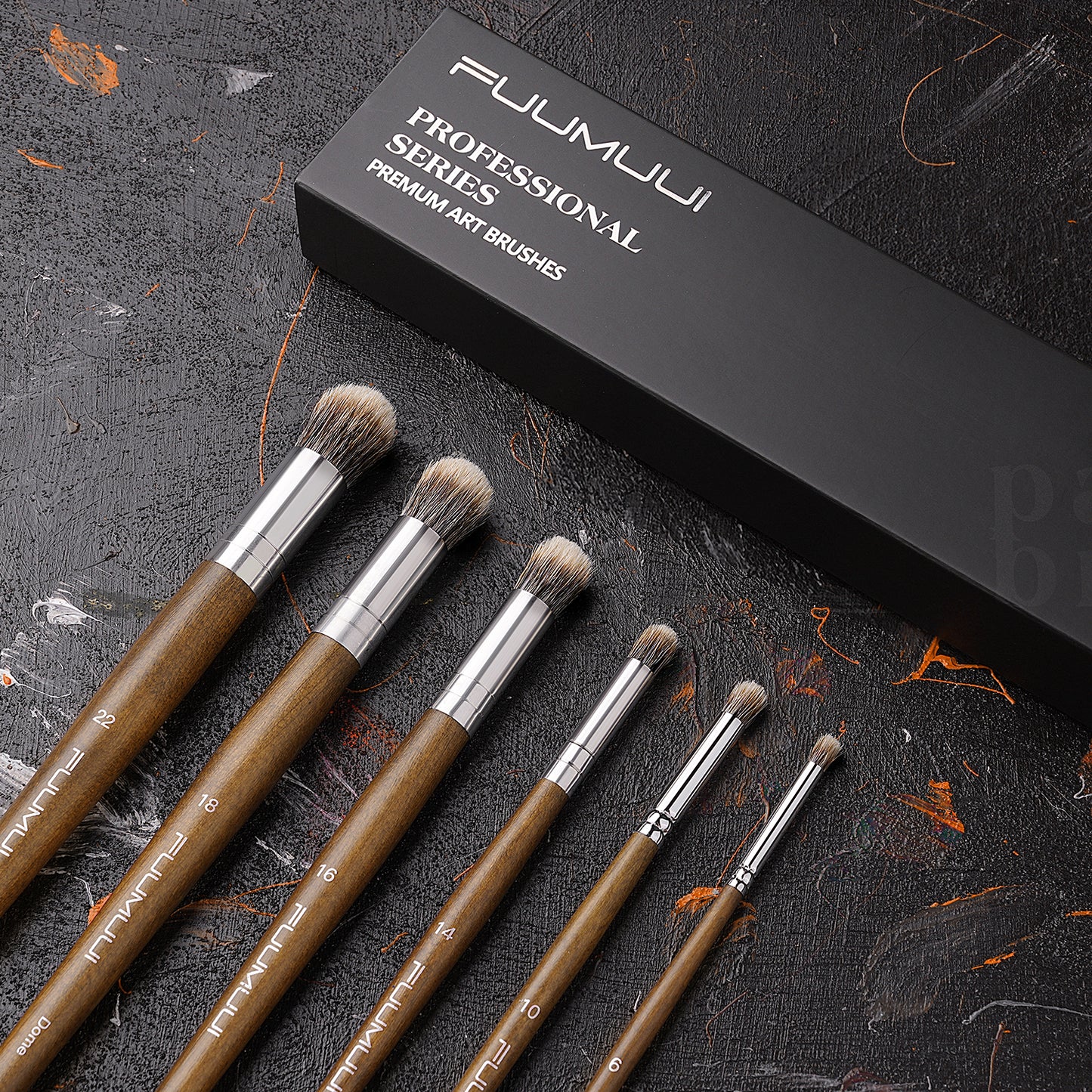 Fuumuui 6-Piece Badger Hair Dome Round Brush Set – Precision and Control for Professional Artists