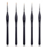 Fuumuui 5pcs Professional Sable Detail Brushes set with black handles and various ultra-fine tips.