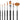 Fuumuui 7pcs professional sable watercolor brushes set showcasing 5 different shapes including liner, round, flat, angular, and fan brushes with black handles.