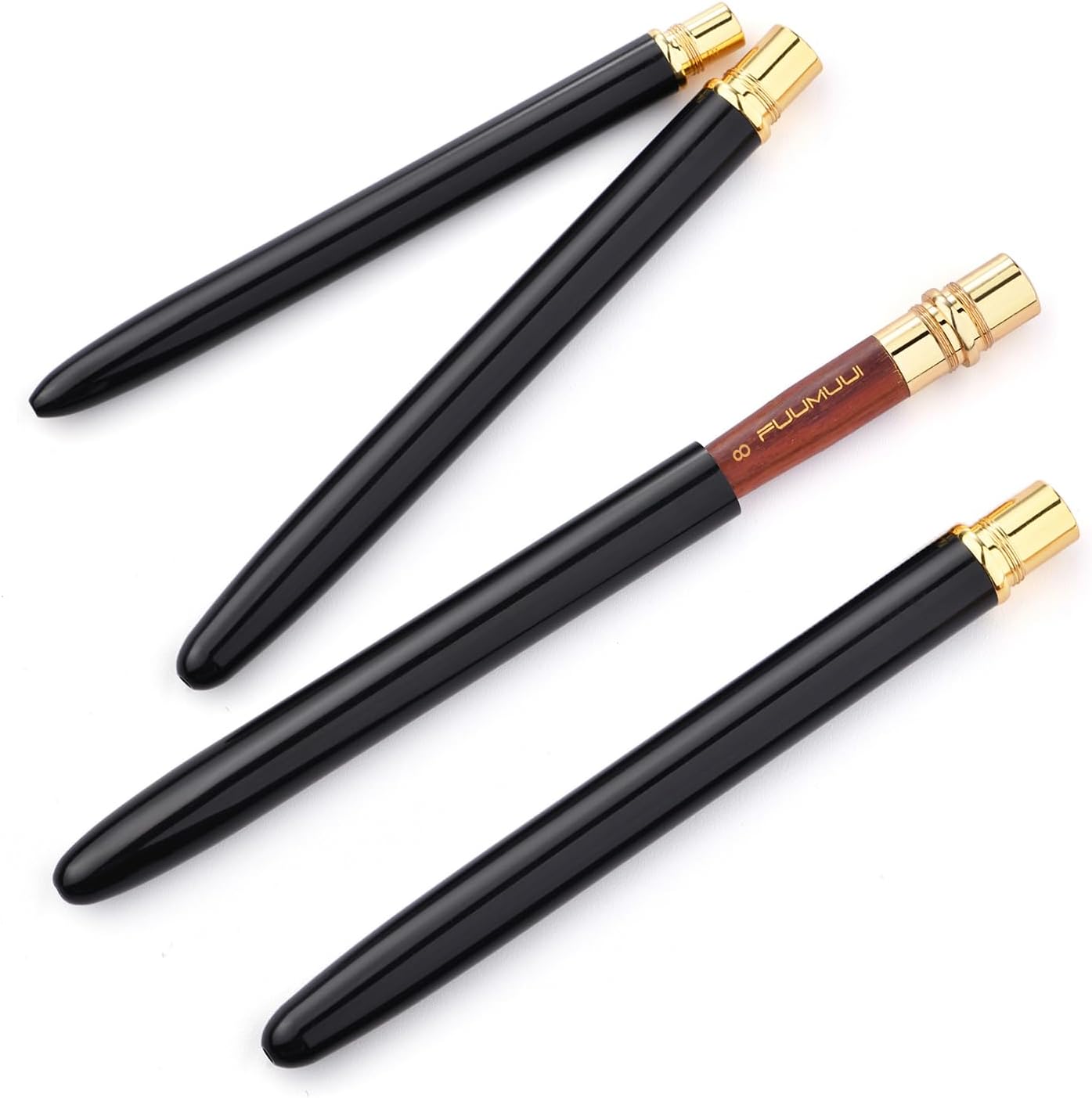 Fuumuui 4pcs sable travel watercolor brush set for artists with different tip shapes and portable design.