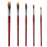 FUUMUUI 5-piece dual-layer synthetic flat grainer brush set with wooden handles, featuring sizes 10, 8, 6, 4, and 2, perfect for watercolor and acrylic art supplies.