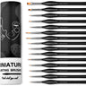 Fuumuui 15pcs Professional Nylon Hair Detail Brushes for miniature painting, displayed with their black storage tube.