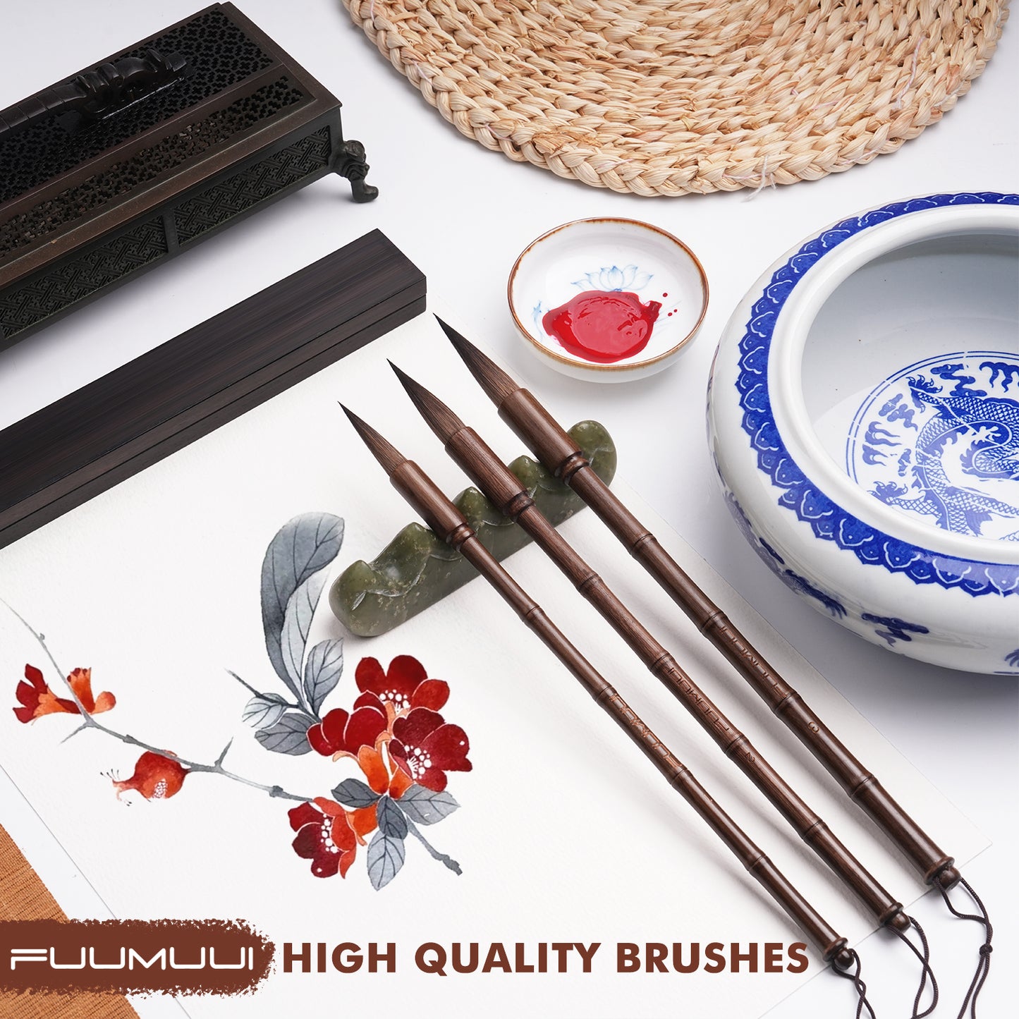 Fuumuui Professional Calligraphy Brush, Bamboo Section, Suitable for Watercolor