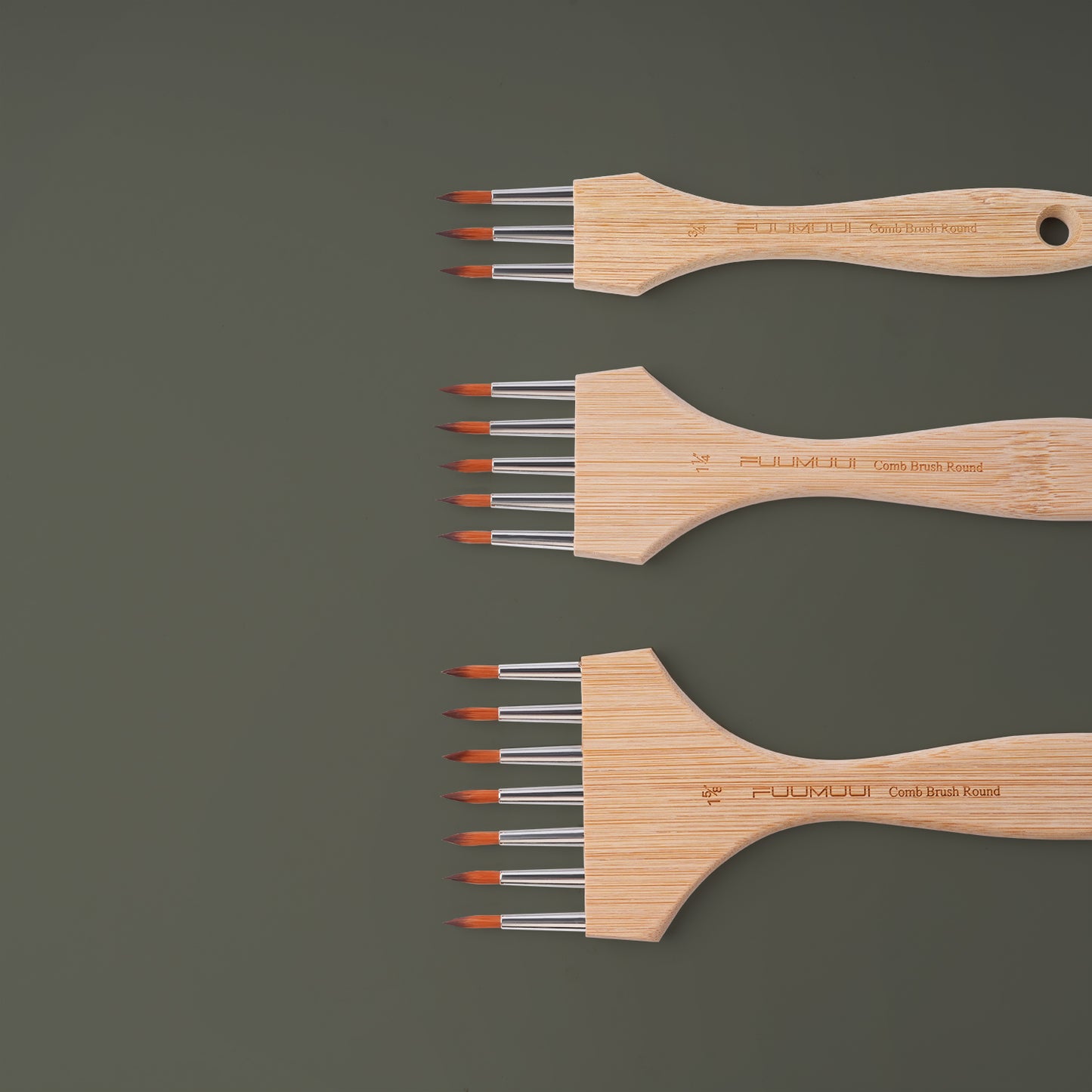 Fuumuui Multi-Head Nylon Bristle Tip Round Comb Brush – Designed for Special Effects and Creative Textures, Suitable for Watercolor, Acrylic, Gouache Painting