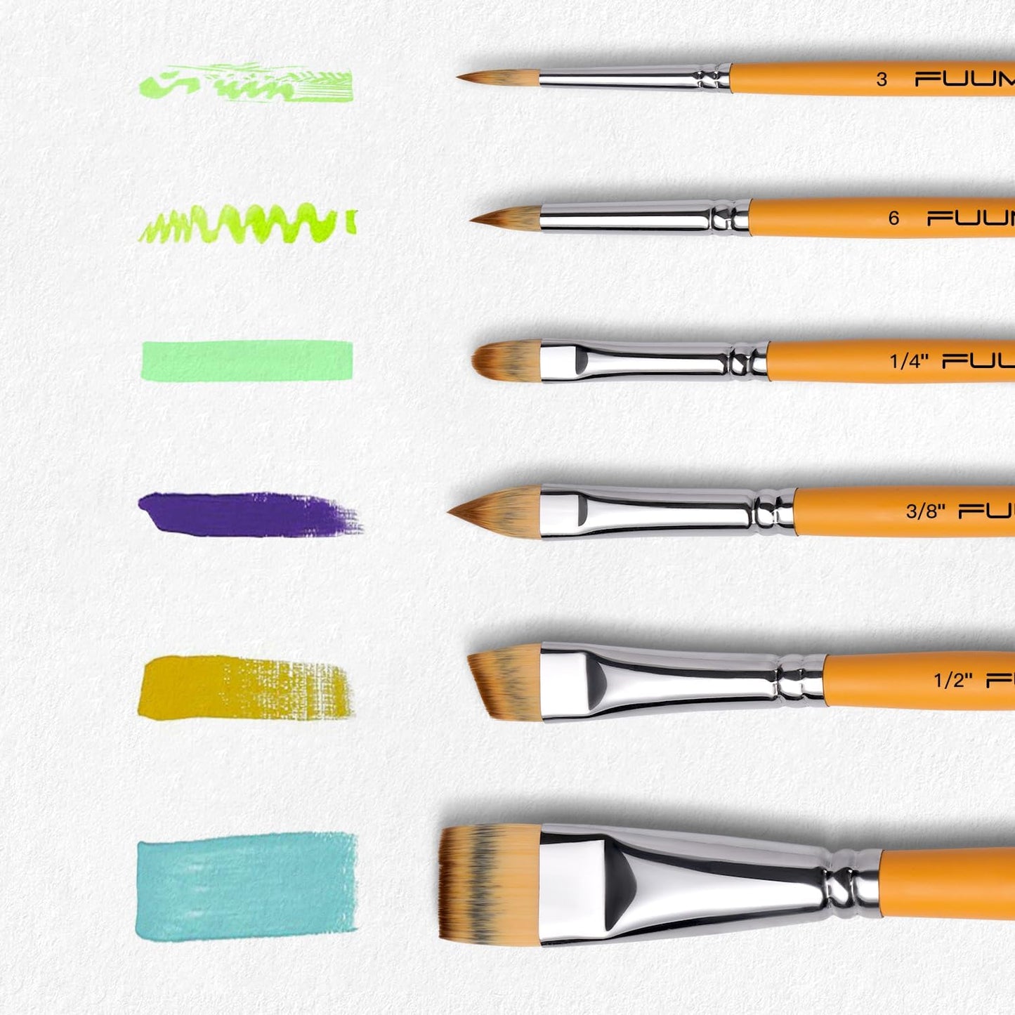 Fuumuui 13pcs Face、Acrylic Painting Brushes