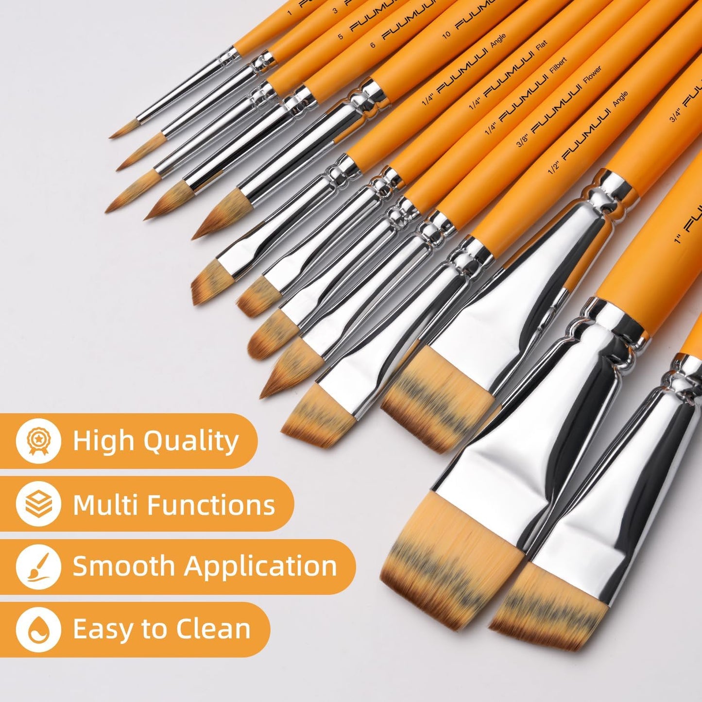 Fuumuui 13pcs Face、Acrylic Painting Brushes