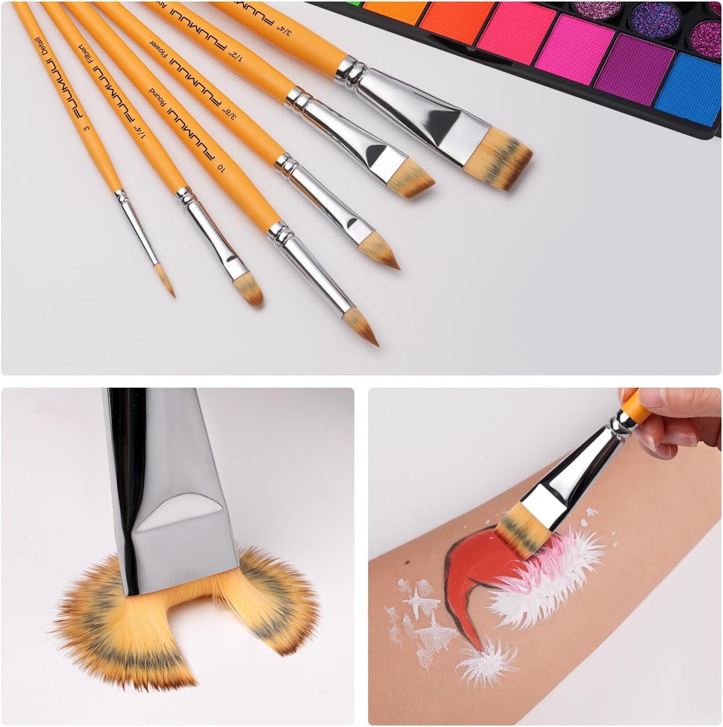 Fuumuui 13pcs Face、Acrylic Painting Brushes