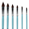Fuumuui 6pcs Professional Cat's Tongue Watercolor Brushes set with light blue handles, featuring brush sizes 12, 10, 8, 6, 4, and 2.