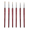 Fuumuui Ensemble de 6 pinceaux de détail professionnels avec des pointes fines et des manches rouge foncé pour des œuvres d'art complexes.
