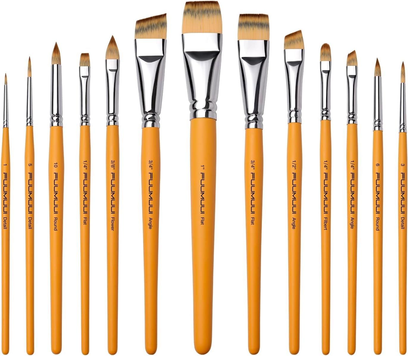 Fuumuui 13pcs Face、Acrylic Painting Brushes