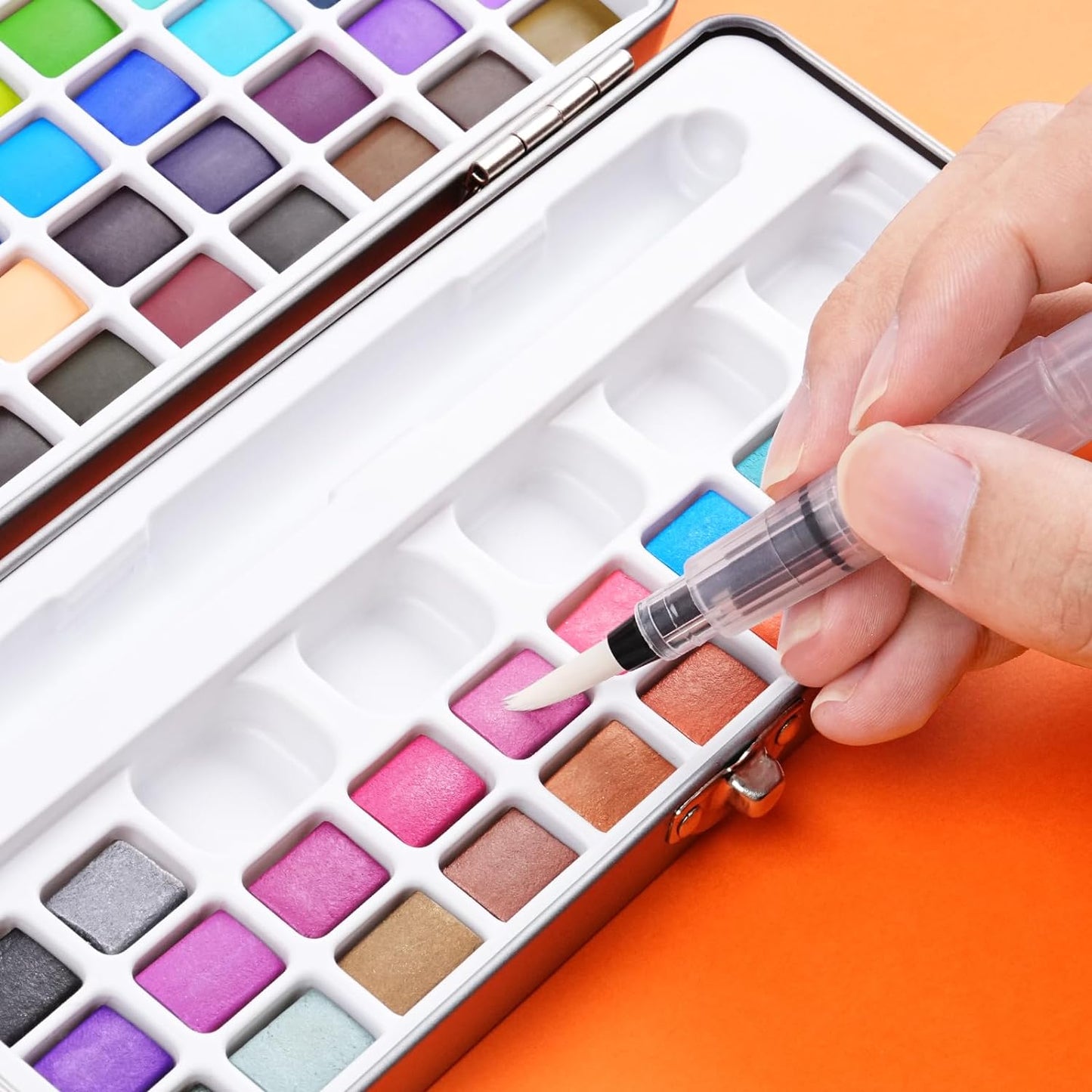 Fuumuui Watercolor Paint Set with 72 Bright Colors, Watercolor Paper, Palette, Masking Tapes Pocket Set