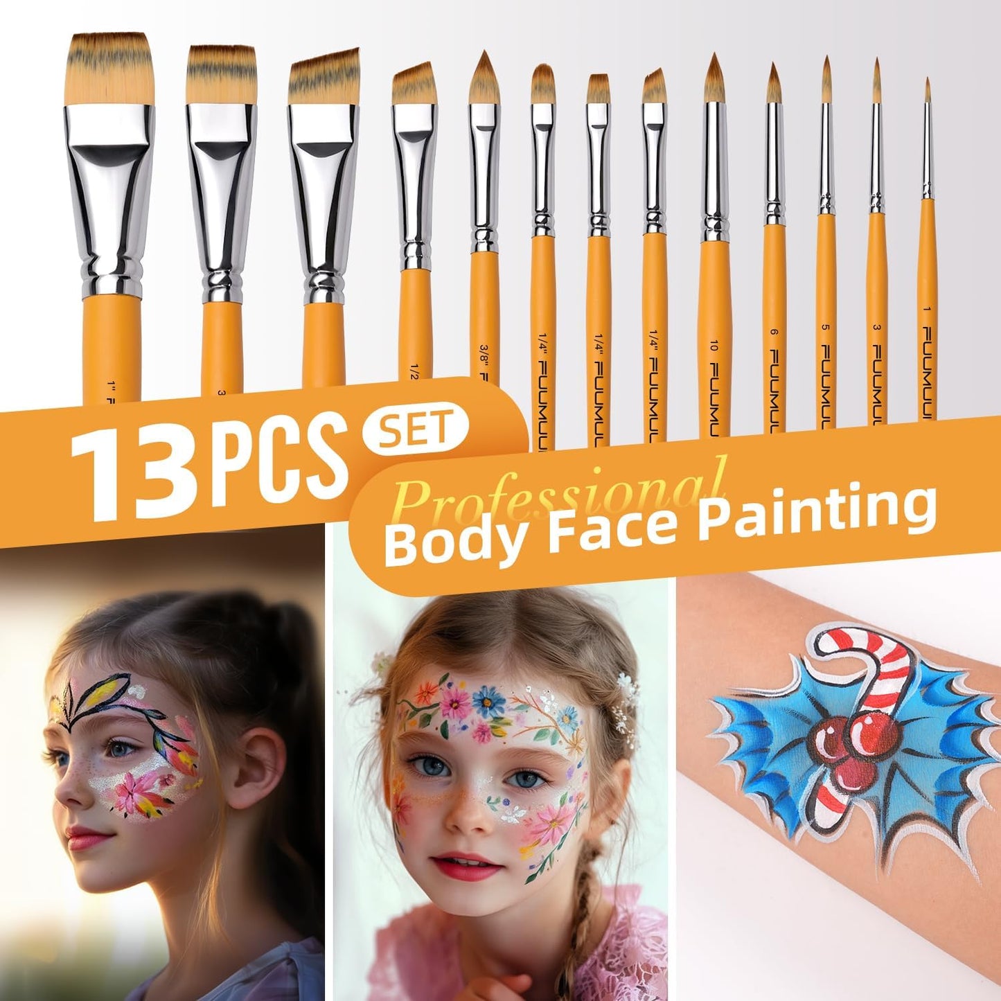 Fuumuui 13pcs Face、Acrylic Painting Brushes