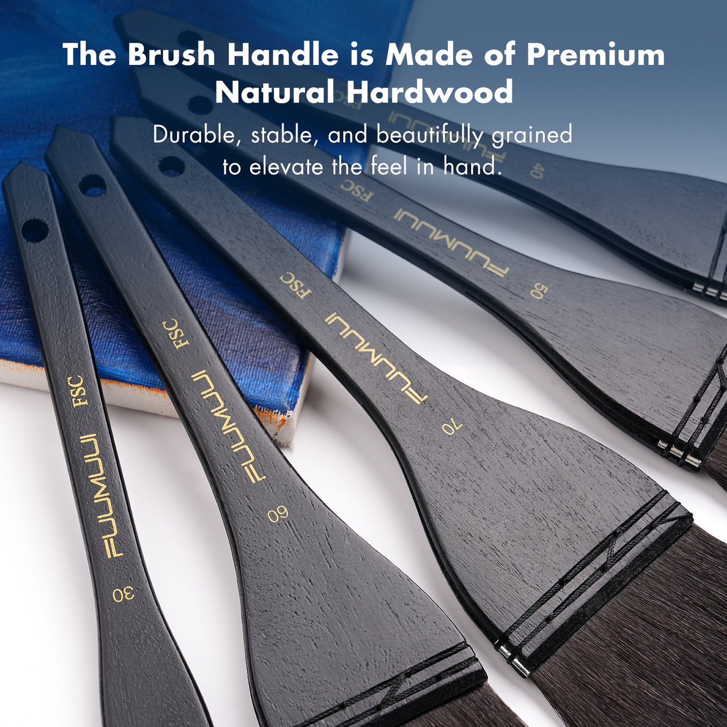 Fuumuui 5pcs Squirrel Hair Hake Brushes Flat Watercolor Brushes