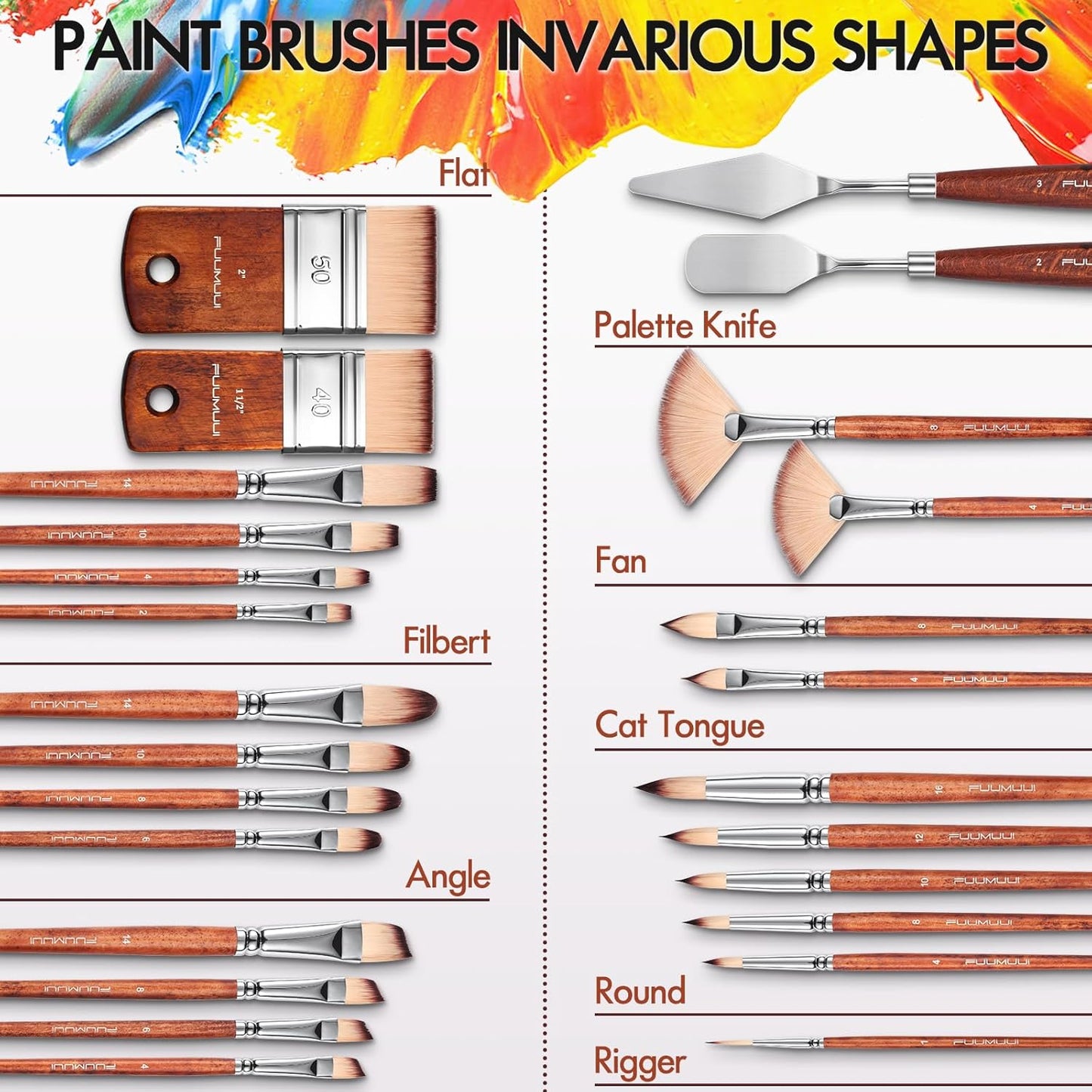 Fuumuui Professional 26pcs Nylon Acrylic Set