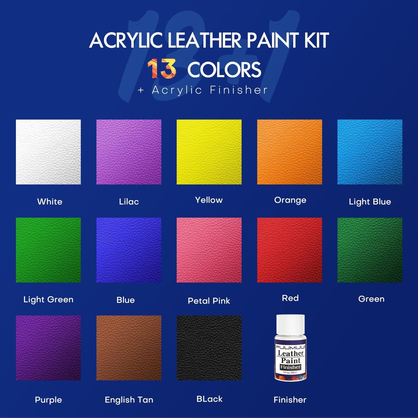 Fuumuui 13 Colors Acrylic Leather Paint Kit
