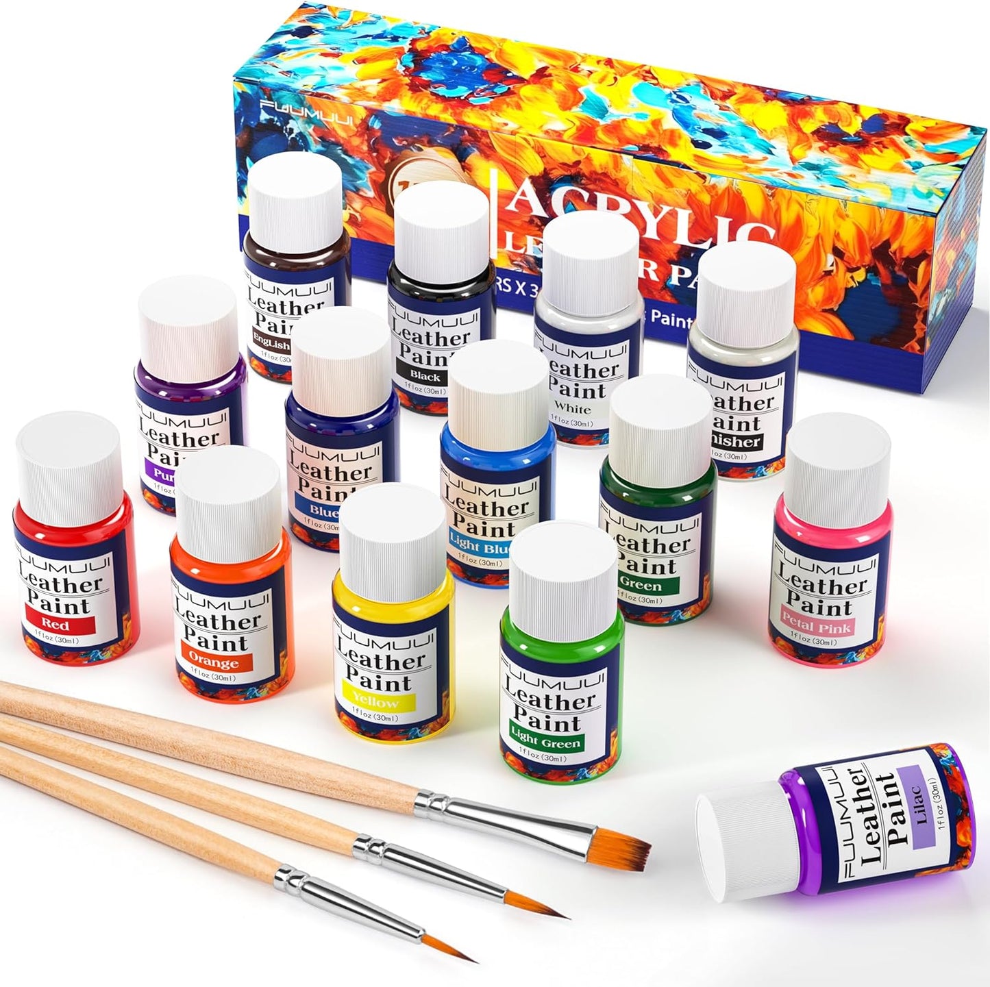 Fuumuui 13 Colors Acrylic Leather Paint Kit