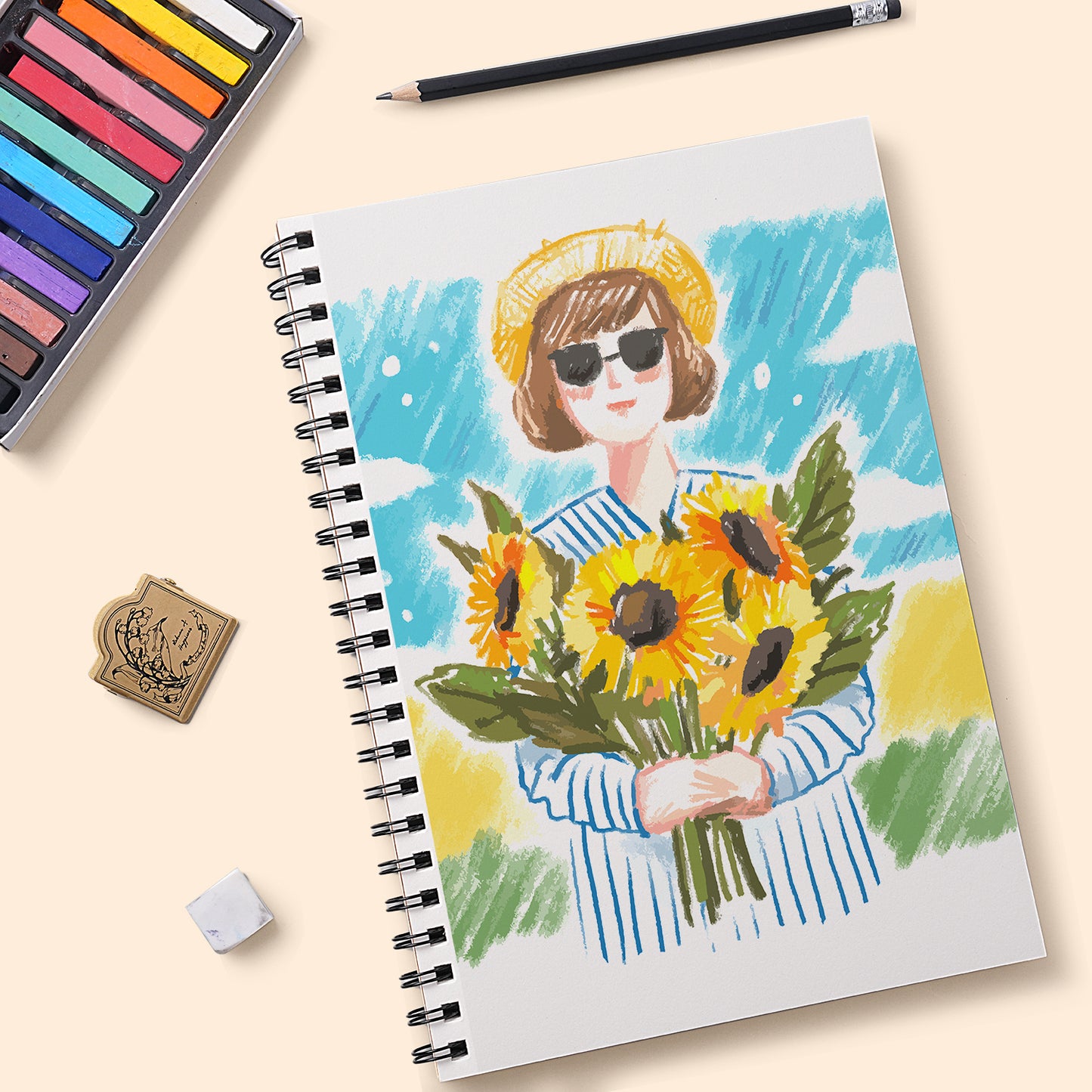 FUUMUUI A4 Spiral Sketchbook – 180° Lay-Flat, Acid-Free Paper for Graphite, Charcoal, Colored & Watercolor Pencils