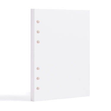 Stack of punched 300gsm 100% cotton hot-pressed Fuumuui watercolor refill paper for binder.