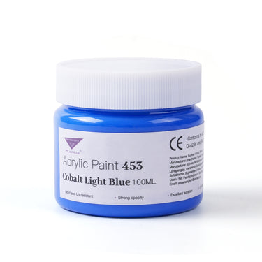 100ml jar of Fuumuui Cobalt Light Blue acrylic paint.