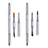 Fuumuui 2-piece travel watercolor brush set with 6 interchangeable tips and silver engraved handles.