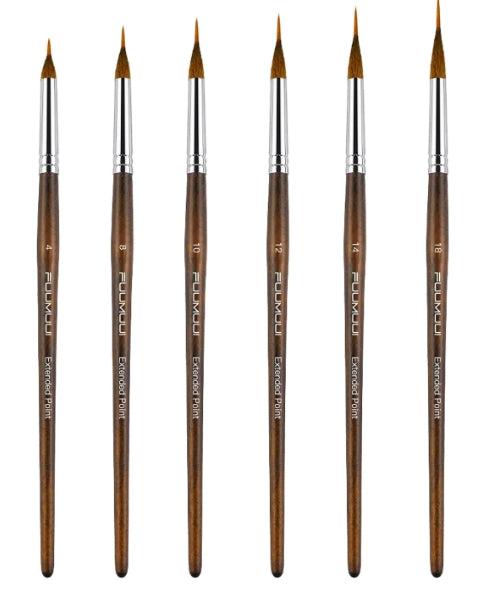 Fuumuui Professional Sable Extended Points Brushes 4pcs/6pcs