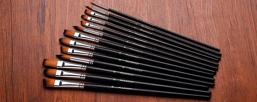 Long handle acrylic paint brushes