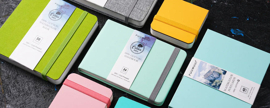 Carnet de croquis aquarelle, bloc aquarelle et cartes postales