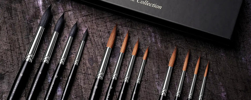 Collection ultime : Pinceaux aquarelle en poils de martre Kolinsky et poils d'écureuil de qualité supérieure
