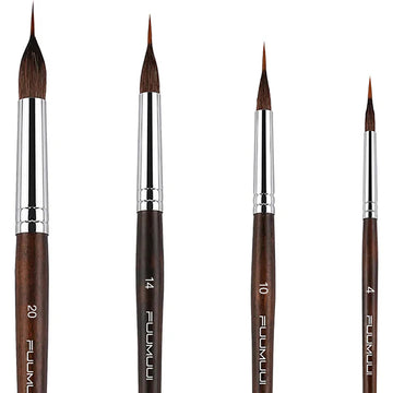 Fuumuui professional sable extended points brushes set of 4 in sizes 20, 14, 10, and 4.