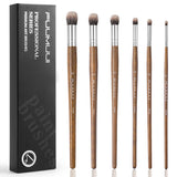 Fuumuui Art Supplies 6-Piece Badger Hair Dome Round Brush Set for professional artists, featuring wooden handles and metal ferrules, with individual brush sizes 22, 18, 16, 14, 10, and 6, displayed with its black 'Fuumuui Professional Series Premium Art Brushes' packaging.