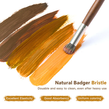 Fuumuui natürlicher Dachshaar Dome Rundpinsel, der satte braune Farbe aufträgt und ausgezeichnete Elastizität, Saugfähigkeit und gleichmäßige Farbgebung aufweist, entworfen für professionelle Künstler, die Präzision und Kontrolle bei Fuumuui Künstlerbedarf suchen.