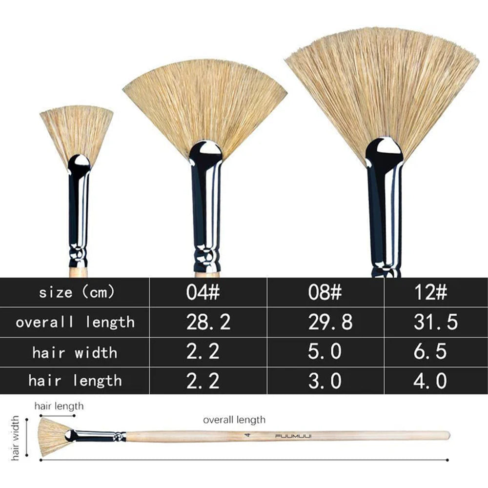 Fuumuui 3pcs Professional Bristle Oil Brushes