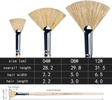 FUUMUUI Oil Acrylic Paint Brushes Artist Fan Paint Brush Set Hog Bristle Long Handle Painting Brush. (3Pcs)