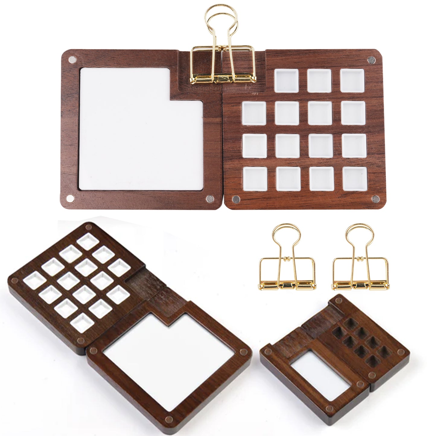 Fuumuui Mini Walnut Watercolor Paint Box