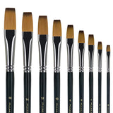 Fuumuui 9er-Set professioneller flacher Acrylfarbenpinsel mit Nylonhaar, Größen 0 bis 16.