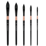 Fuumuui 5pcs professional squirrel hair watercolor brushes set, featuring black handles, rose gold ferrules, and varying sizes.