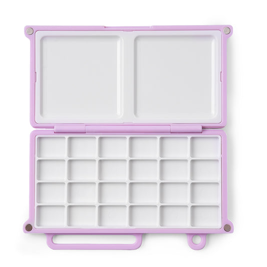 Fuumuui Mini Watercolor Mixing Palette – 24 Wells with Dual Trays for Portable Painting