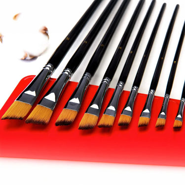 Fuumuui Ensemble de 9 pinceaux coudés professionnels en nylon pour peinture acrylique