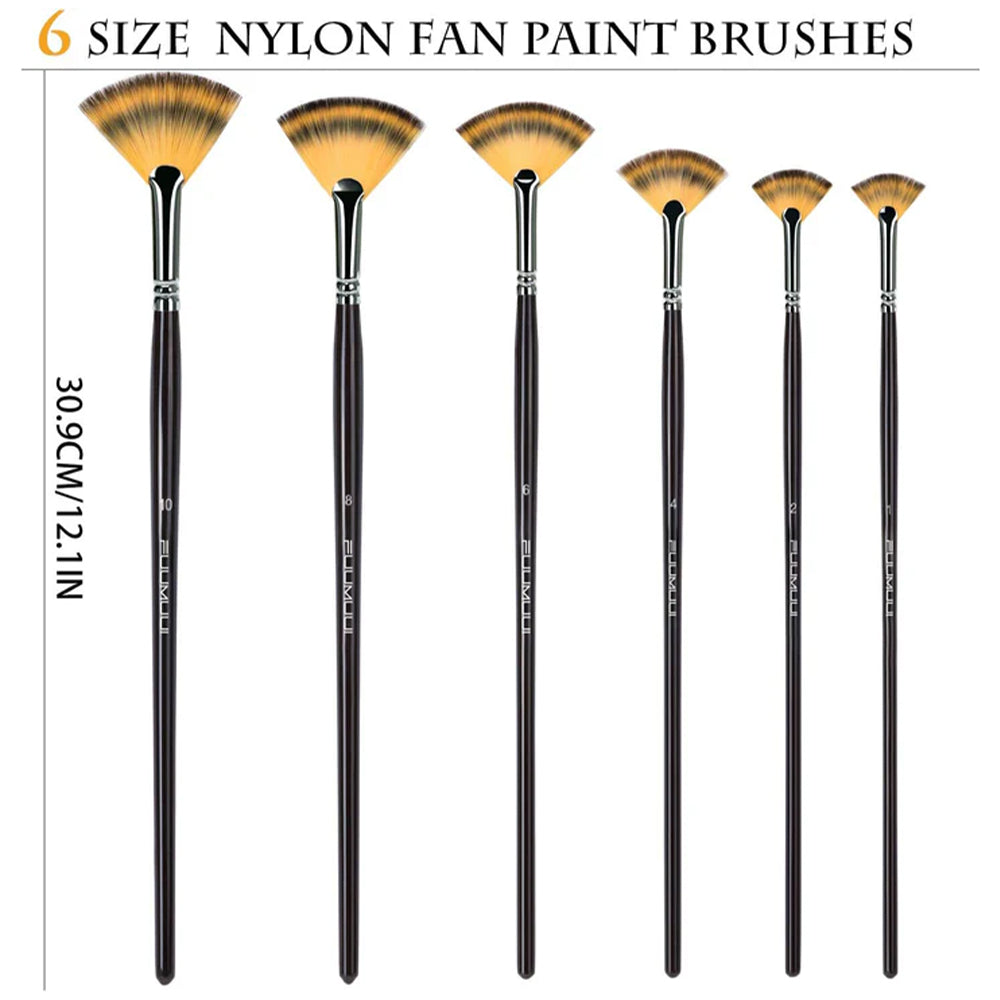 Fuumuui 6pcs Professional Nylon Hair Acrylic Brushes