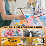 Pennelli professionali in nylon per acrilico Fuumuui utilizzati da un artista, che dimostrano versatilit¨¤ per pittura ad acquerello, inchiostro, colorante e guazzo.