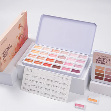 Fuumuui CREAMORA 24-Color Opaque Semi-Solid Watercolor Paint Set | Warm Terracotta