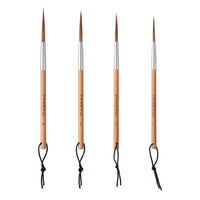 Fuumuui 4pcs Long Point Animal Hair Brush Set, Bamboo Handle Watercolor and Calligraphy Brushes