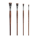 Set di pennelli piatti in pelo di tasso 4 pezzi Fuumuui Art Supplies con manici in legno marrone per pittura acrilica e a olio