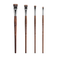 Fuumuui Art Supplies 4pcs Badger Hair Flat Brush Set with brown wooden handles for acrylic and oil painting
