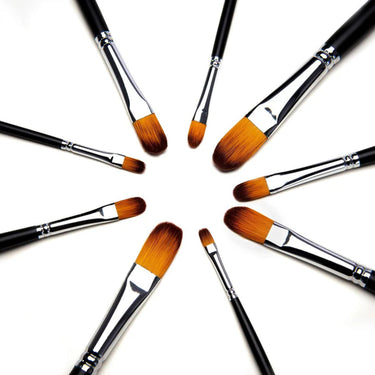 Fuumuui 9pcs professional nylon hair filbert acrylic brush set.