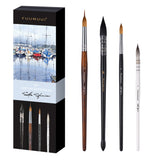 Fuumuui & Svetlin Sofroniev Professional Artist Watercolor 4 brush Set, displaying the branded packaging box and the four individual watercolor art brushes.