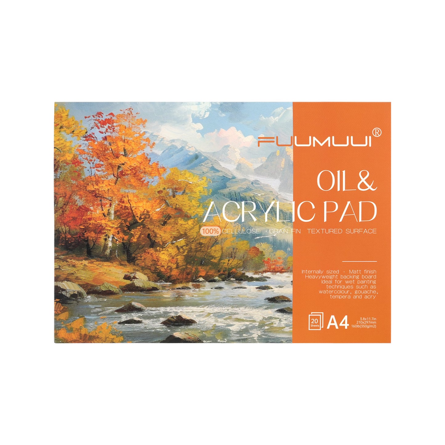 Fuumuui Acrylic and Oil Painting Pads A4-20 Sheets, suitable for students, beginners, professional painters.