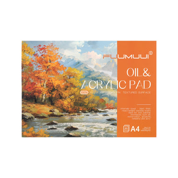 Fuumuuiアクリルおよび油絵パッド、A4-20枚の160ポンド（350gsm）のテクスチャードペーパー。学生、初心者、プロの画家にとって理想的で、表紙には鮮やかな秋の風景画が描かれています。