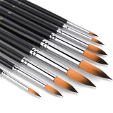 Fuumuui 9pcs professional nylon hair acrylic brush set with round pointed tips