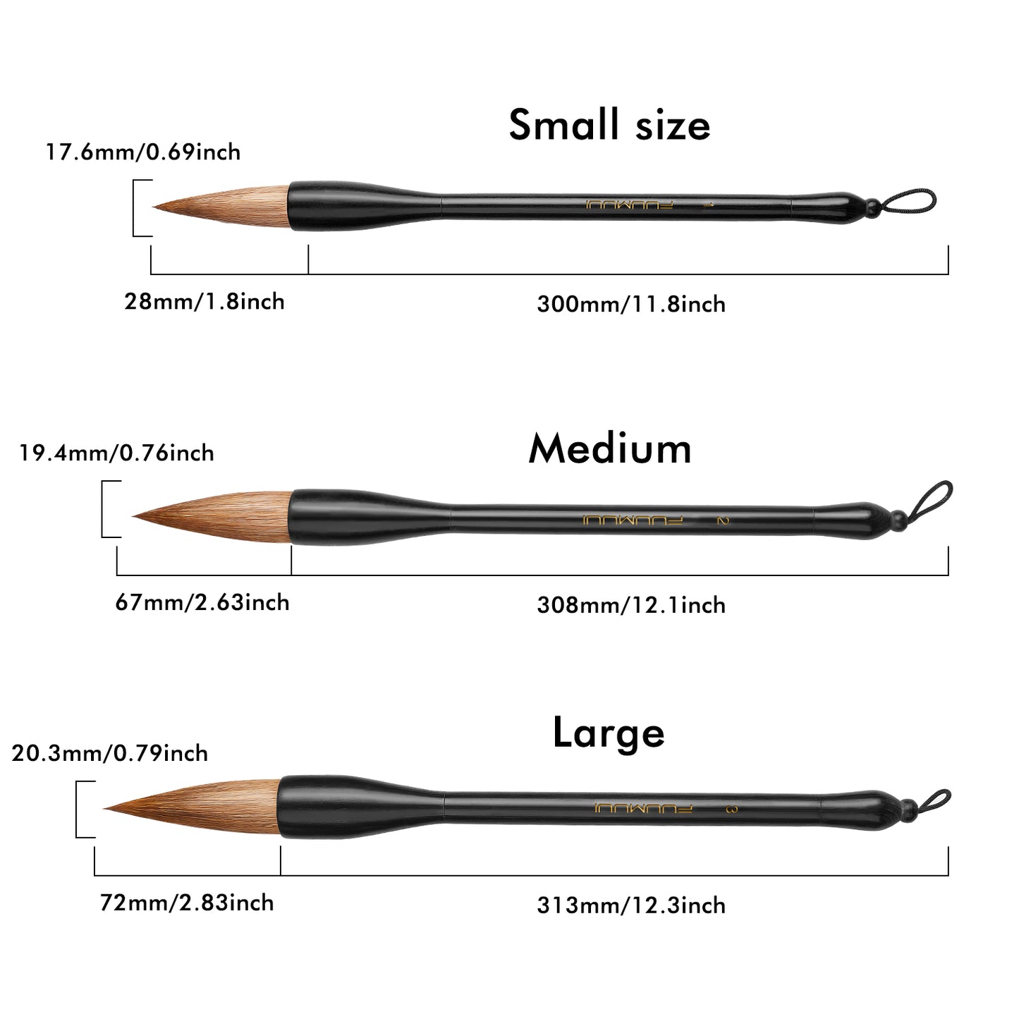 Fuumuui professional large-size calligraphy brush, suitable for watercolor and ink painting.